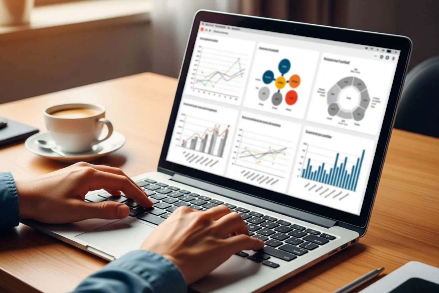 Person analysiert Fussballstatistiken auf einem Laptop