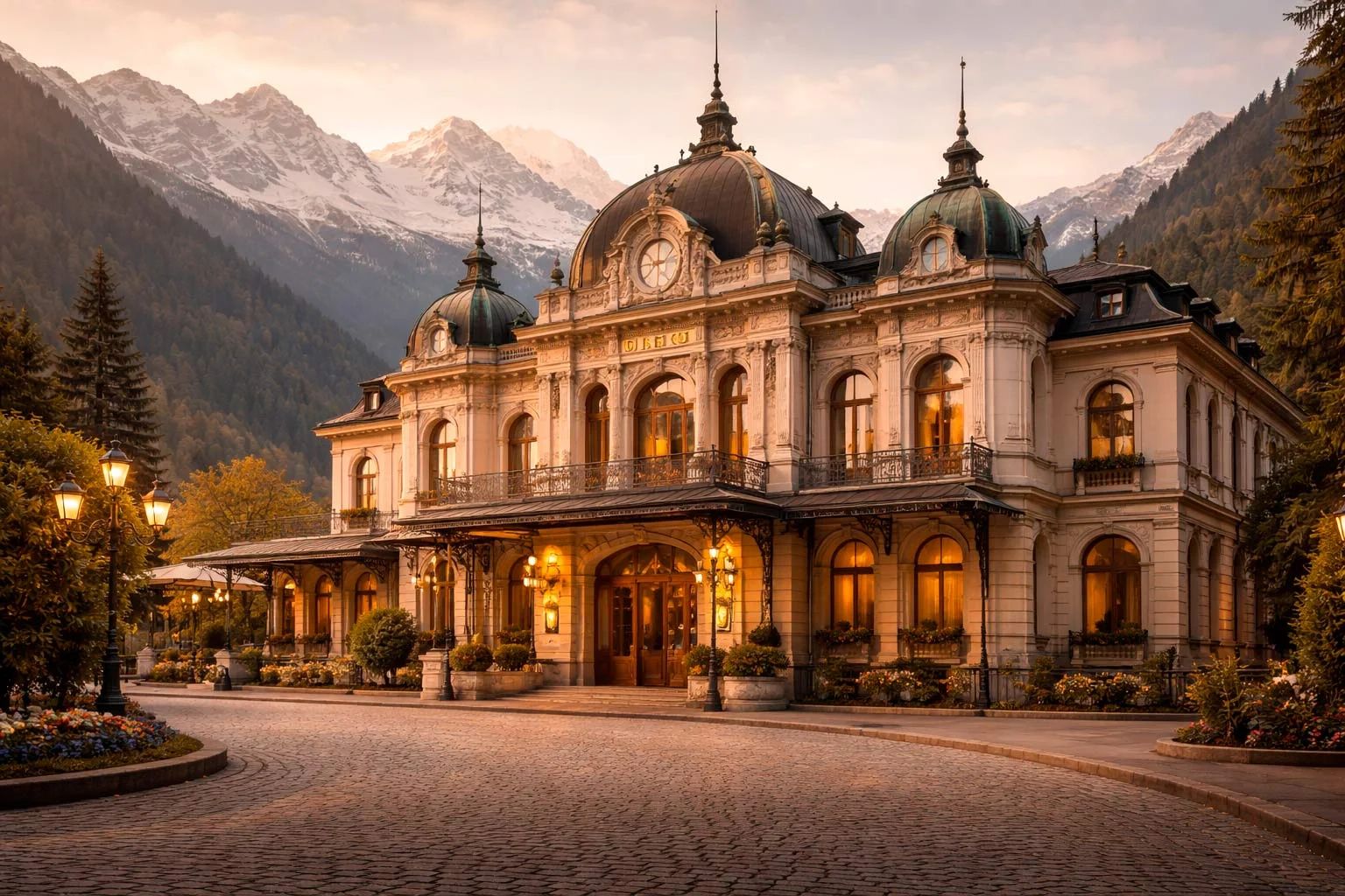Historisches Schweizer Casino-Gebäude in den Alpen