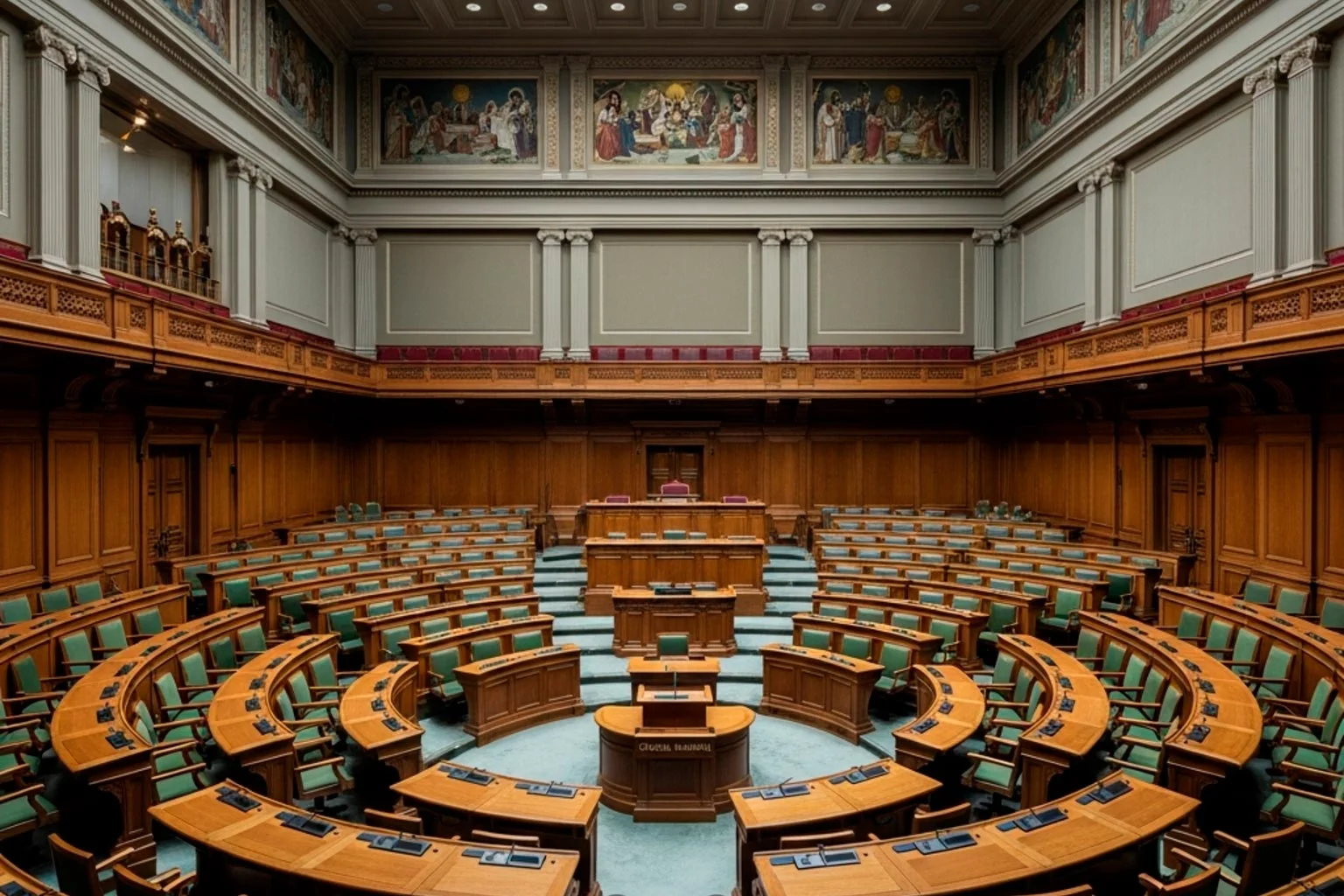 Politische Debatte im Schweizer Nationalratssaal mit Parlamentariern