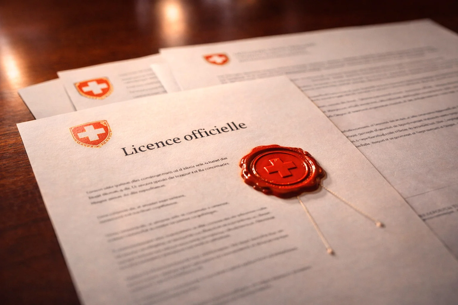Offizielle Schweizer Lizenzdokumente mit Stempel und Siegel